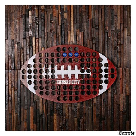 Custom Bottle Cap Holder Shape of Football Kansas Beer Map, Football Man Cave, Football Man, Football Beer, Home Wet Bar, Birthday Father, Buffalo Football, Beer Cap, Tennessee Football