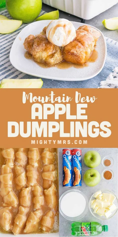 Mountain Dew Apple Dumplings, Cinnamon Sauce, Dumplings Easy, Crescent Roll Apple Dumplings, Easy Apple Dumplings, Easy Dumplings, The Best Carrot Cake, Fall Dessert Recipes Easy, Farm Recipes