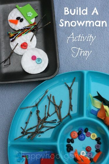 Snowman Activity - happy hooligans - winter activity tray for kids 2s Classroom, Build A Snowman Activity, Snowman Activity, Kiddie Academy, December Preschool, Nanny Activities, Winter Sensory, Snowman Theme, Winter Reading