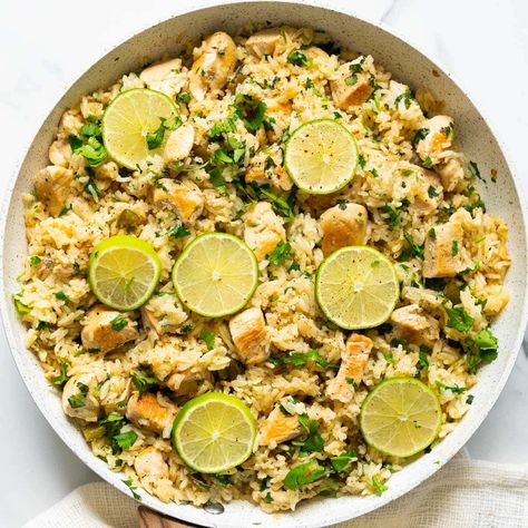 Chicken Rice Skillet, Rice In The Microwave, Reheat Chicken, One Pan Meal, Chicken Fresh, Cilantro Rice, Rice Skillet, Chicken Quinoa, Cilantro Lime Chicken