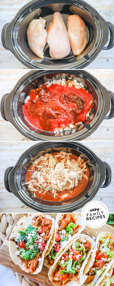 Crock Pot Chicken Tinga Chicken Tinga Crockpot Slow Cooker, Tinga Chicken Crock Pot, Tinga In Crockpot, Chicken Tinga Recipe Crock Pots, Crockpot Chicken Tinga Tacos, Chicken Tinga Crockpot, Slow Cooker Chicken Tinga, Easy Crockpot Chicken Recipe, Recipe Shredded Chicken