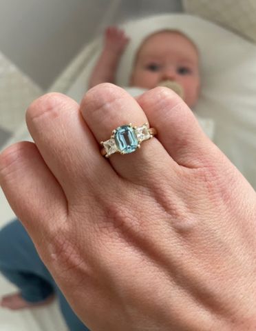 She was wanting to create a ring that represented "her boys" (her husband and her two sons). Before the conversation, we had sourced a gorgeous cushion cut aquamarine with big plans in mind. But once Patterson laid her eyes on it, those plans changed. She needed it! So of course, we used it, and the aquamarine became the center stone in her custom ring. Two Sons, Custom Ring, Her Eyes, Sister In Law, Cushion Cut, Custom Rings, Aquamarine, Diamond Ring, Jewelry Box