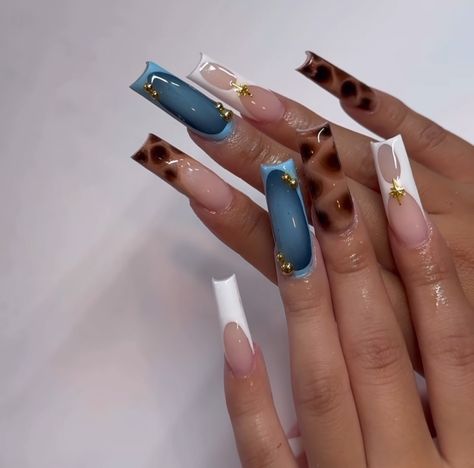 Scorpion Nail Design, Birthday Baddie Nails, Gelx Inspo Nails, Nail Ideas Long, Punk Nails, Colored Acrylic Nails, Girly Acrylic Nails, French Acrylic Nails, Exotic Nails