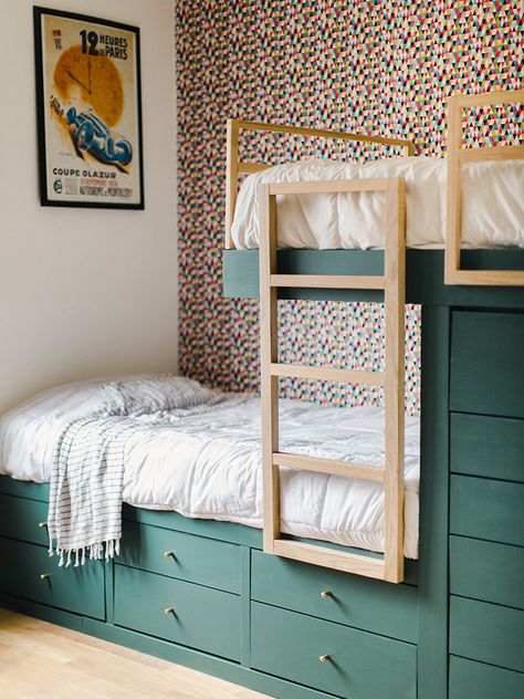 What Ikea Product You Should Buy, According to Your Zodiac Sign Narrow Bunk Beds, Built In Bunk Beds In Wall, Built In Loft Bed, Siblings Room, Bunk Beds For Girls Room, Bed For Girls Room, Bunk Bed Rooms, Diy Bunk Bed, Bunk Beds Built In