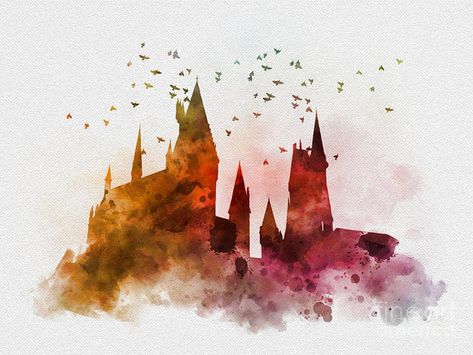 Harry Potter Canvas Art, Harry Potter Watercolor, Harry Potter Wall Art, Harry Potter Colors, Tattoo Son, Harry Potter Painting, Harry Potter Wall, Harry Potter Illustration, Harry Potter Tattoos