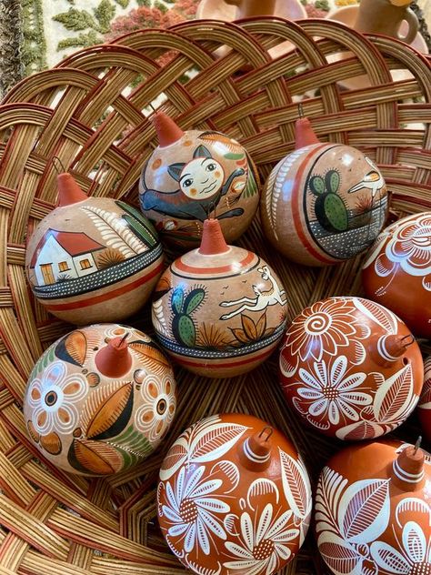 Tonala Red Clay Ornaments, Mexican Clay Ornaments Mexican Ornaments Diy, Diy Mexican Christmas Ornaments, Mexican Christmas Decor, Terracotta Ornaments, Mexican Christmas Tree, Festive Salad, Mexican Ornaments, Soup With Pork, Mexican Christmas Decorations