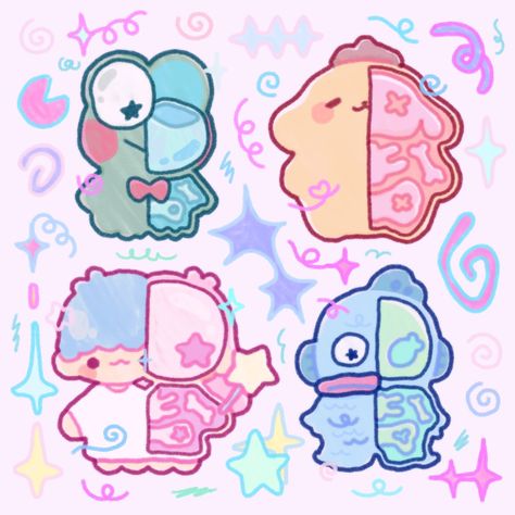 sanrio skeletons by kimiw0rld / kimi_workshop on instagram , tags: keroppi pompompurin twin little stars hangyodon kuromi my melody cinnamoroll usahana pochacco chocolate cat hello kitty tuxedo sam Usahana And Cinnamoroll, Pompompurin Skeleton, Keroppi And Cinnamoroll, Pompompurin Drawing, Sanrio Usahana, All Sanrio Characters, Usahana Sanrio, Sanrio Drawings, Art Sanrio