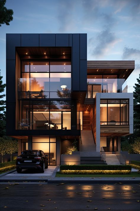 Modern Home Exterior Design, Home Front Elevation, Home Exterior Paint, Modern Home Exterior, Exterior Design Modern, Home Exterior Design, Luxury Mansions Interior, Front Elevation Designs, Modern Villa Design