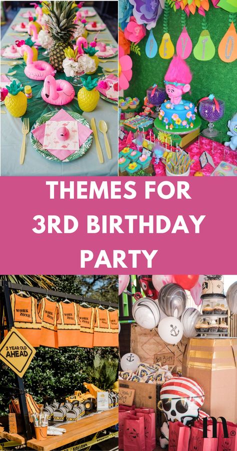 Get inspired by over 30+ original ideas for kids 3rd birthday party themes and save your favorites to Pinterest! Discover enchanting ideas for your 3rd birthday bash. From unicorns to mermaids, and Disney-inspired fun, we've got every base covered. Don’t forget to save this pin! Three Year Party Theme, Third Party Themes, Threeteen Birthday, 3rd Times A Charm Birthday Theme, Nobody Likes You When You’re Turning 3, Three Year Old Bday Theme, 3 Year Party Ideas, Three Year Old Birthday Ideas, Girl 3 Birthday Party Ideas