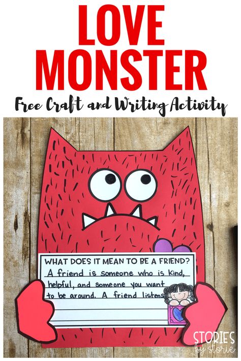 After reading Love Monster by Rachel Bright, students can create their own love monsters with this free craft. You can choose between three different writing options. Love Monster Craft, Monster Writing, Writing Kindergarten, Valentines Writing, Love Monsters, Kindergarten February, February Classroom, Kindergarten Valentines, February Activity