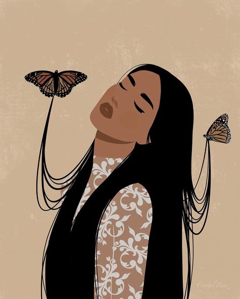 Crystal Perez Illustrations’s Instagram post: “‘Inner Peace’🤎 “I wish you peace, the kind that lights you up from the inside out.”- unknown ...swipe ➡️1, 2 or 3? Couldn’t decide, I like…” Kat Diy, 달력 디자인, Soyut Sanat Tabloları, Illustration Art Girl, Girls Cartoon Art, Portrait Illustration, Digital Art Girl, Girly Art, Line Art Drawings