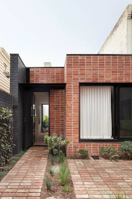 Brick Shed, Modern Brick House, Brick House Designs, Gable House, Brick Interior, Red Brick House, Brick Exterior House, Brick Architecture, Brick Facade