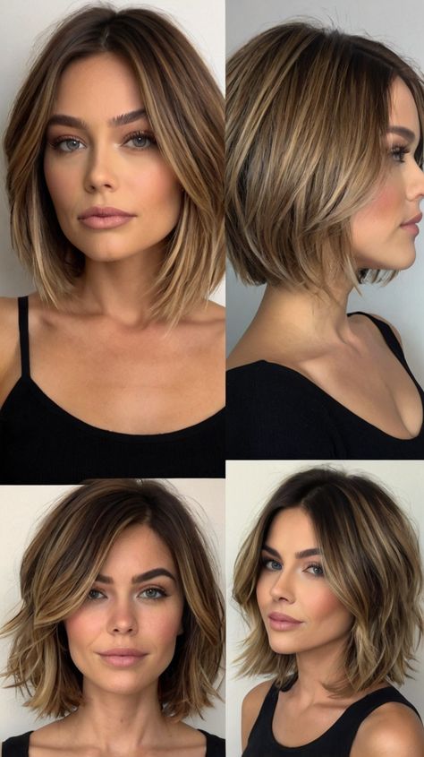 Elegant Short Layered Haircuts for Short Layered Bob with Bangs 💇 Long Bob Haircuts With Curtain Bangs, Shoulder Length With Face Framing Layers, Stepped Bob, Short Hair With Long Front Pieces, Hairstyles With Face Framing Layers, Bob Haircut For Fine Hair Bangs, Short Hair Bob Cut, Short Layered Bob With Bangs, Bob Cuts With Bangs