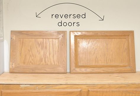 reverse doors Vanity Makeover, Bathroom Vanity Makeover, Builder Grade, Decorating Diy, Cabinet Makeover, Floating Vanity, Kitchen Cabinet Doors, Door Makeover, Cupboard Doors