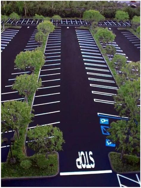 Parking Ideas, School Parking Lot, Car Park Design, Parking Lot Striping, Parking Plan, Parking Lot Architecture, Parking Solutions, Urban Landscape Design, Tennis Courts