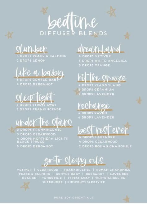 Bed Time Essential Oil Blends, Night Oil Blends Diffuser Recipes, Joy Diffuser Blend, Bedtime Essential Oils Diffuser, Bedtime Oil Diffuser Blends, Popular Diffuser Blends, Doterra Bedtime Diffuser Blends, Relax Oil Blend Diffuser Recipes, Doterra Diffuser Blends Sleep