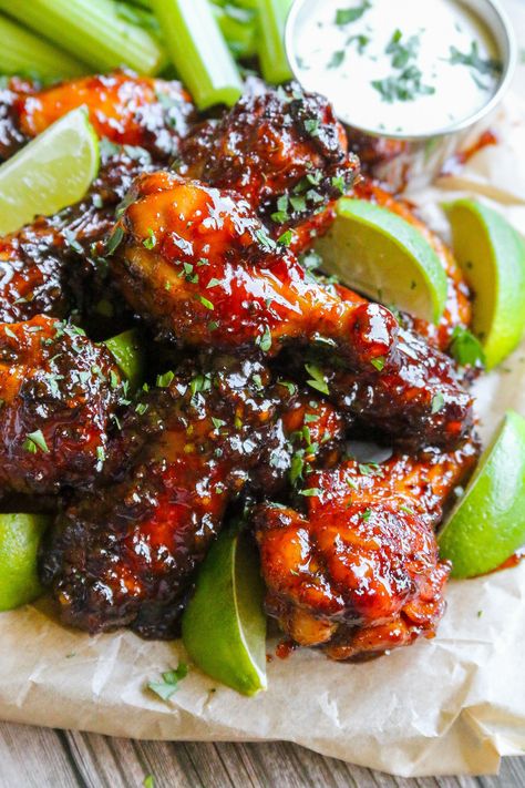 Savor the sweet and spicy flavors of these Crispy Air-Fryer Honey Chipotle Wings! Tossed in a mouthwatering sauce that combines the richness of honey with the smoky heat of chipotle peppers, these crispy wings are sure to impress. Honey Chipotle Wings, Chipotle Wings, Honey Chipotle Sauce, Brunch Sandwich, Honey Chipotle Chicken, Baked Wings, Crispy Wings, Chipotle Peppers, Honey Chipotle