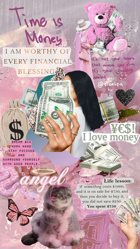 #moneyaesthetic #moneywallpaper #moneyillustration #money #richwoman #moneyquotes #financialmotivation girl power Money Love Wallpaper, I Love Money, Affirmation Wallpapers, Money Affirmation, Manifesting Vision Board, Money Saving Methods, Financial Motivation, Dream Big Work Hard, Spiritual Wallpaper