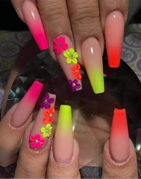 Neon Acrylic Nails, 2025 Spring, Dope Nail Designs, Long Acrylic Nails Coffin, Polish Colors, Summer Acrylic Nails, Neon Nails, Spring Nail, Luxury Nails