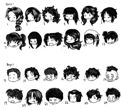 Chibi Hair Styles, Drawing Male Hair, Chibi Hair, Chibi Boy, Curly Hair Drawing, Manga Hair, Anime Boy Hair, Cartoon Hair, Boys With Curly Hair