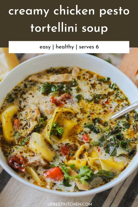 Pesto Torte, Pesto Tortellini Soup, Chicken Pesto Tortellini, Pesto Soup, Healthy Pesto, Chicken Tortellini Soup, Pesto Tortellini, Chicken Tortellini, Tortellini Recipes