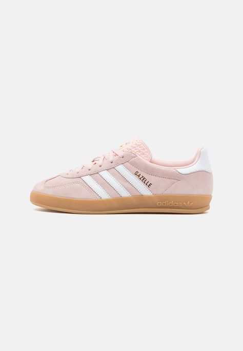 Light Pink Gazelle, Pink Gazzels, Cute Shoes Adidas, Cute Addidas, Pink Sambas, Pink Adidas Gazelle, Addias Shoes, Pink Gazelle, Pink And White Outfit