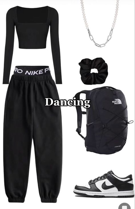 Dance Outfits Hip Hop Aesthetic, All Black Hip Hop Outfit, Nike Dance Outfits, Hip Hop Practice Outfits, What To Wear For Dance Practice, Tap Dance Outfits Practice, Hip Hop Dance Practice Outfits, Dancing Outfits Hip Hop, Hip Hop Dance Class Outfits