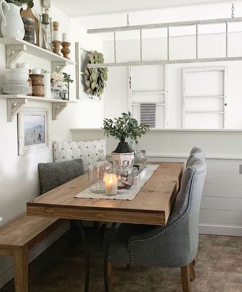 Kitchen Table Attached To Wall, Small Boho Dining Area, Booth Dining Table Small Spaces, Kitchen Table Ideas For Small Kitchen, Table Against Wall Dining, Mounted Table Kitchen, Narrow Dining Space, Wall Behind Kitchen Table Decor, Small Dining Room Bench Seating