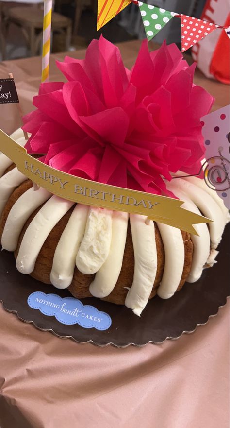 Nothing Bundt Cakes Birthday Ideas, Pink 26th Birthday Cake, Pink Bundt Cake Recipes, Nothing Bundt Cakes Aesthetic, Birthday Bundt Cake, Light Pink Birthday Cake Aesthetic, 21st Birthday Bundt Cake, Pink Boujee Birthday Cake, Bakery Style Cake