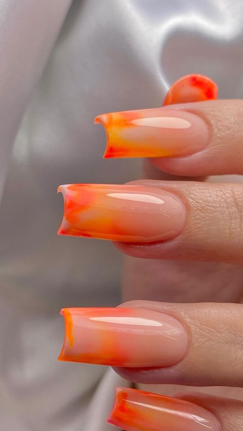 Nail Designs Orange Summer, Vacation Nails Miami, Miami Inspired Nails, Nails Inspo Summer 2024, Nails May 2024, 2024 Summer Nail Ideas, Nails For Miami, Miami Nails Summer, Nail Ideas June