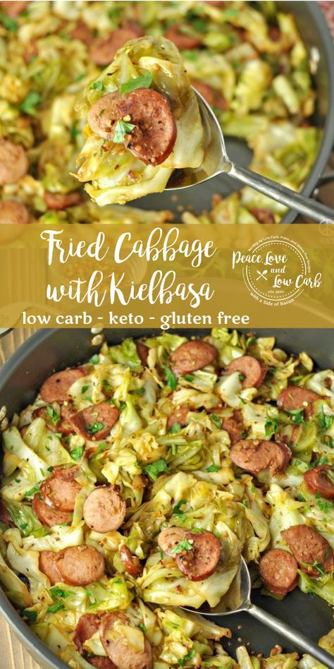 Peace Love And Low Carb, Cabbage And Sausage, Crockpot Healthy, Boiled Egg Diet Plan, Fried Cabbage, Low Carb Diets, Keto Recipes Dinner, Diet Vegetarian, Kielbasa