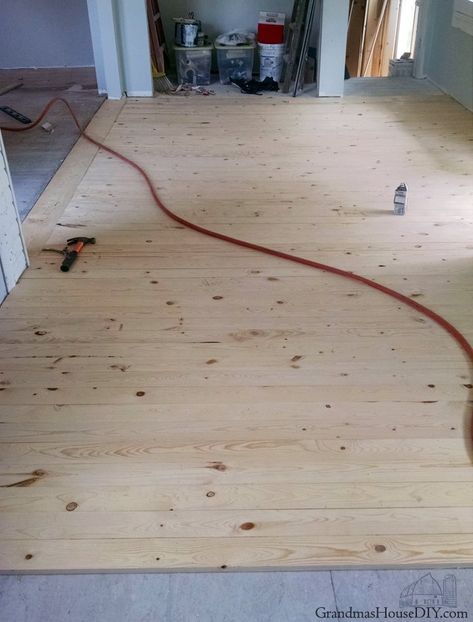 Home Renovation Diy, Plywood Plank Flooring, Inexpensive Flooring, Wood Screen Door, Diy Wood Floors, Old Wood Floors, House Front Porch, Renovation Diy, Wood Burning Tool