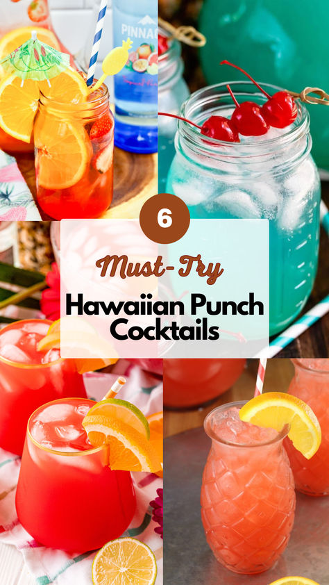 Hawaiian Punch Cocktails Hawaii Punch Recipes, Spiked Hawaiian Punch Recipes, Hawian Punch Alcohol Drinks, Spiked Hawaiian Punch, Hawaiin Drinks Cocktails Punch Recipes, Hawaiian Punch Party Punch Alcohol, Luau Drinks For Kids, Luau Party Punch, Hawaiian Cocktails For A Crowd