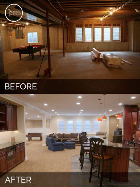 Before and After Basement Remodeling - Sebring Services Basement Inspiration, Basement Plans, Basement Apartment, Small Basements, Waterproofing Basement, Basement Makeover, Basement Walls, Basement Bedrooms, Unfinished Basement