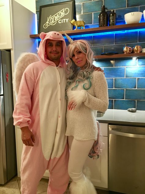 Unicorn and flying pig couples costume Fantasy Inspo, Flying Pigs, Couples Costume, Unicorn Costume, Flying Pig, Costumes Ideas, Couples Costumes, 7th Birthday, Halloween Ideas