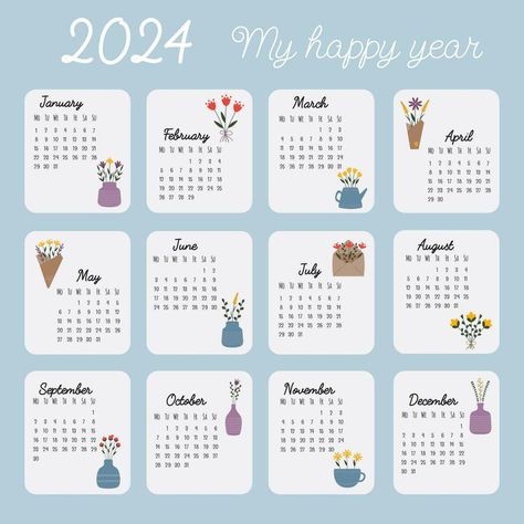 Printable hand drawn calendar 2024. Calendar grid, Monday first. Vertical Arrangement, Calendar template of 12 Months, Cover Design Style Vector Illustration with hand drawn flowers in trendy style. Drawn Calendar, Calendar Design Layout, Free Printable Calendar Templates, Calendar Design Template, Modern Calendar, Creative Calendar, 달력 디자인, Calendar Reminder, Calendar Poster