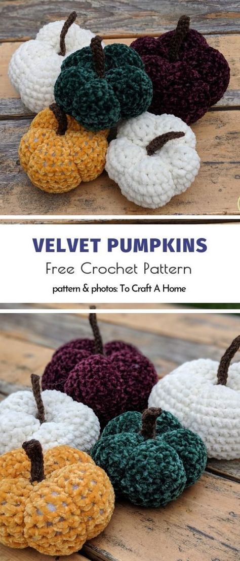 Things To Make With Velvet Yarn, Crochet Autumn Patterns Free, What To Crochet With Velvet Yarn, Velvet Crochet Patterns Free, Crochet Patterns Fluffy Yarn, Crochet Velvet Pumpkin Free Pattern, Crochet Projects With Velvet Yarn, Velvet Yarn Crochet Ideas, Crochet Velvet Amigurumi Free Pattern