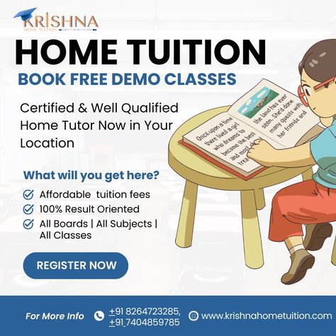 If you're looking for a home tutor in Chandigarh, choose Krishna Home Tuition for a rewarding and successful learning experience. Krishna Home Tuition in Chandigarh provides reliable and result-oriented home tutoring services. With a team of experienced and qualified home tutors, we offer personalized one-on-one instruction tailored to the student's needs. Our affordable tuition fees make quality education accessible to all. Tuition Advertisement, Home Tutoring, Tutoring Services, Admissions Poster, Home Tutors, Quality Education, Tuition Fees, Cute Quotes For Friends, Real Estate Tips