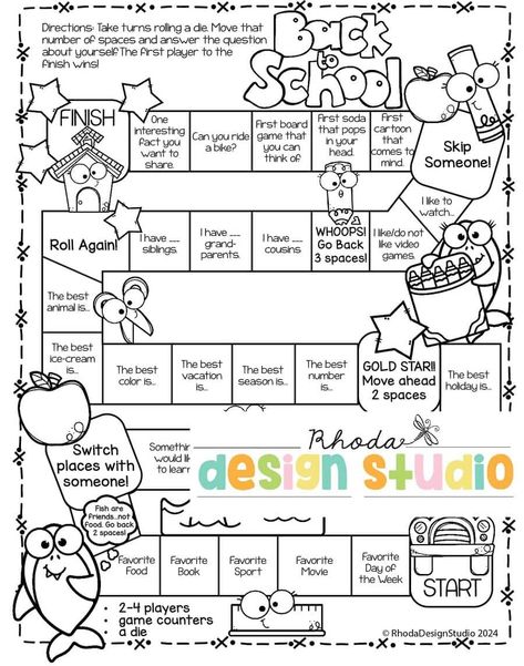 Need an ice breaker for the first day of school? Our back to school printable board game makes introductions fun and easy. Save this pin to access free worksheets and educational resources for your classroom! First Day Of School Worksheets, Printable Board Game, Back To School Worksheets, Free Worksheets For Kids, Printable Board Games, First Day School, 4th Grade Classroom, Homeschool Lesson, Ice Breaker