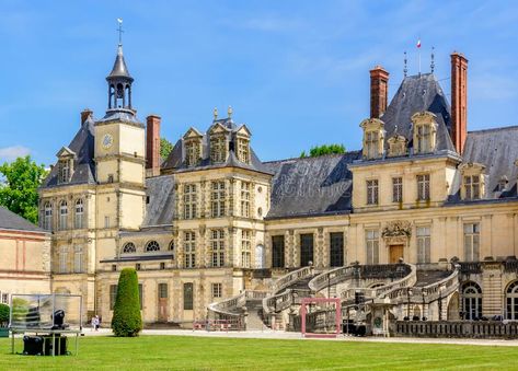 Medieval Fontainebleau palace (Chateau de Fontainebleau) in France royalty free stock photo Fontainebleau Palace, Vector Typography, Palace, Royalty, Royalty Free, Typography, France