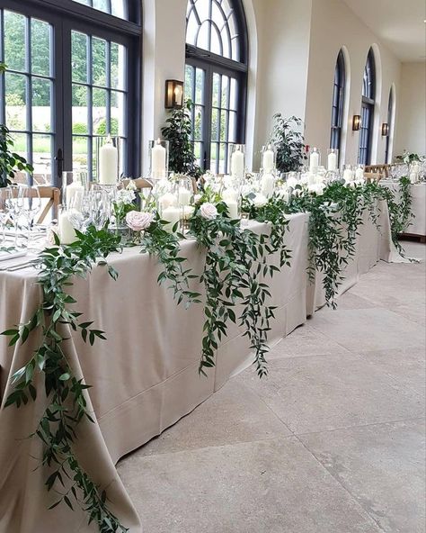 Elopement Table, Wedding Top Table Decorations, Wedding Bridal Table, Top Table Flowers, Table Florals, Wedding Top Table, Renewing Vows, Middleton Lodge, Wedding Candles Table