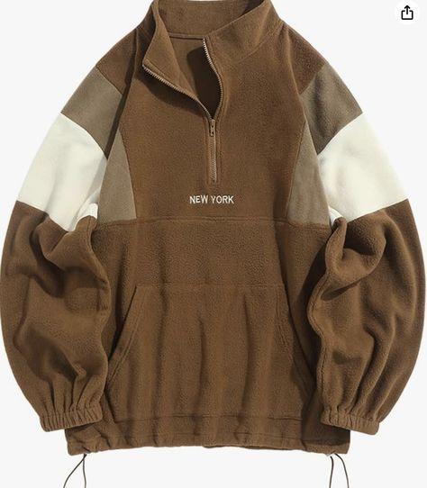 Amazon Men's Fall Fashion Ny Cap, Winter Outfits Men, Half Zip Sweatshirt, Vintage New York, 가을 패션, Fleece Sweatshirt, Polar Fleece, Sleeves Pattern, Zip Sweatshirt