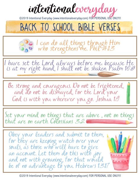 Back To School Bible Verses, School Bible Verses, Teacher Bible Verse, Verses For Teachers, Encouragement Ideas, Back To School Prayer, Tropical Classroom, Verse Memorization, Christian Ideas