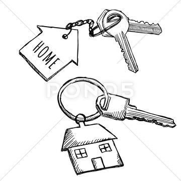 Realtor Tattoo Ideas, Lock And Key Sketch, House Key Tattoo, How To Draw A Key, Keys Doodle, Key Drawing Simple, New Home Drawing, Key Doodle, Keychain Tattoo