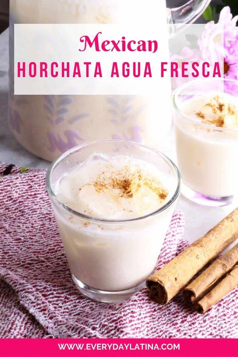 Authentic Horchata Agua Fresca Authentic Horchata, Horchata Recipe Mexican, How To Make Horchata, Horchata Latte, Recipe Condensed Milk, Coffe Drinks, Mexican Horchata, Mexican Party Food, Horchata Recipe