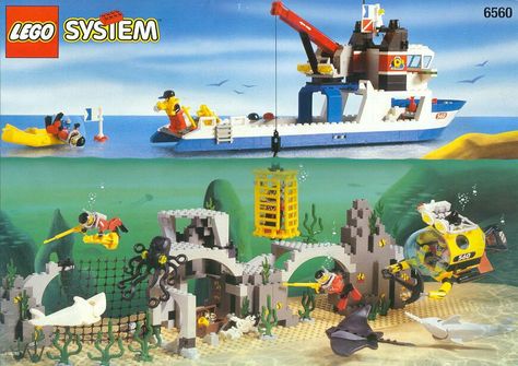 Underwater Lego Lego Submarine, Lego Boxes, Lego Town, Lego Club, Lego System, Lego Ship, Vintage Lego, Star Wars Set, Classic Lego