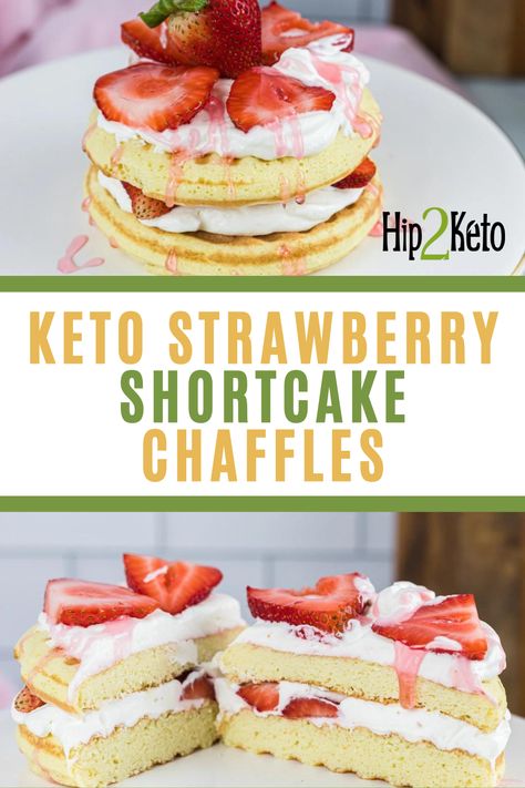 Keto With Fruit, Strawberry Shortcake Chaffles, Keto Shortcake Recipe, Keto Breakfast Pastry, Keto Dessert Chaffle Recipe, Keto Summer Desserts, Sweet Chaffle Recipe Keto Easy, Keto Strawberry Dessert, Quick Keto Dessert