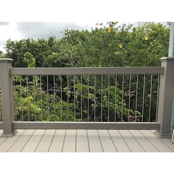 DOLLE (Common: 6-ft; Actual: 24.5-in x 0.375-in x 6-ft) Insta Rail Gray Aluminum Deck Post in the Deck Posts department at Lowes.com Wooden Deck Designs, Deck Railing Systems, Deck Balusters, Deck Remodel, Deck Railing Design, Metal Deck, Railings Outdoor, Patio Deck Designs, Deck Posts