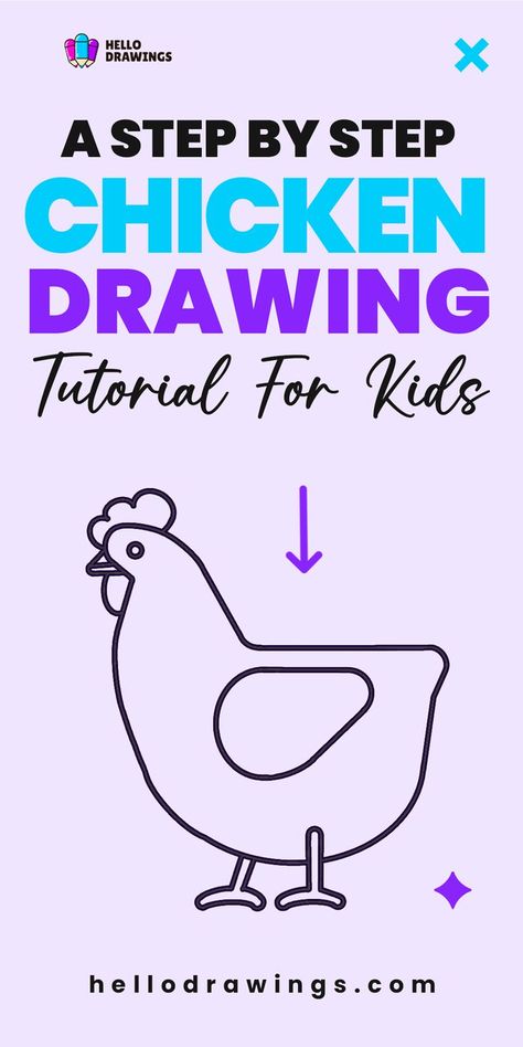 How to Draw a Chicken | Step by Step Guide for Kids Draw A Chicken, Animal Drawings For Kids, Simple Animal Drawings, Sketches To Draw, Chicken Drawing, Easy Animal Drawings, Easy Drawing Tutorial, Drawing Tutorials For Kids, Chicken Easy