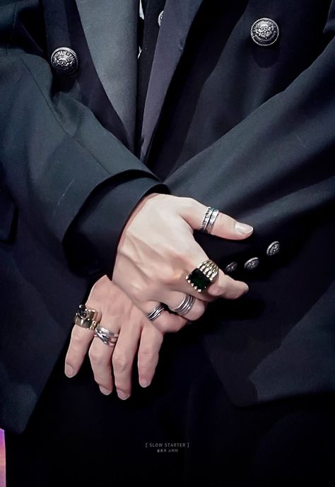 Jimin Hands, Jimin's Hands, Hands With Rings, Wearing Rings, Hot Hands, Mens Rings Fashion, Hand Pictures, Celebrity Look Alike, Pretty Hands